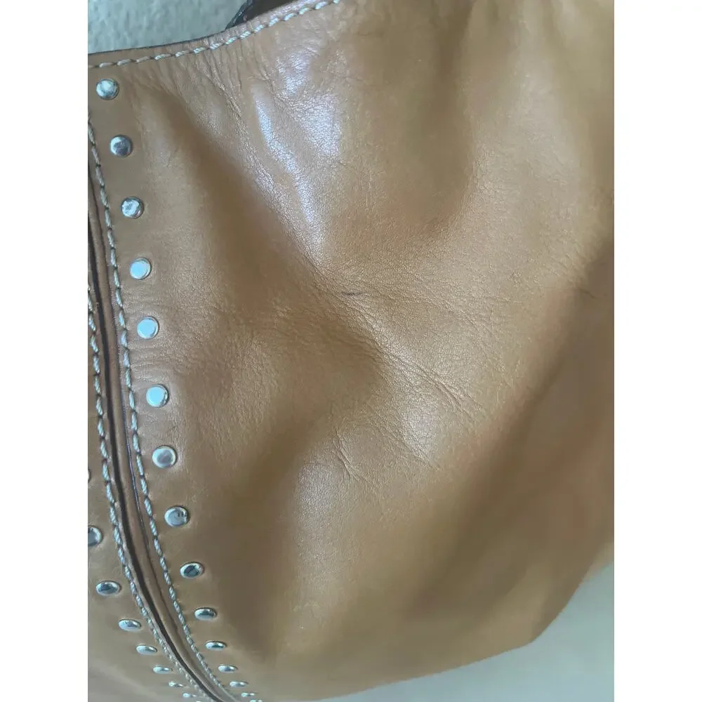 Michael Kors Tan Leather Studded Hobo Bag - Picture 2 of 8